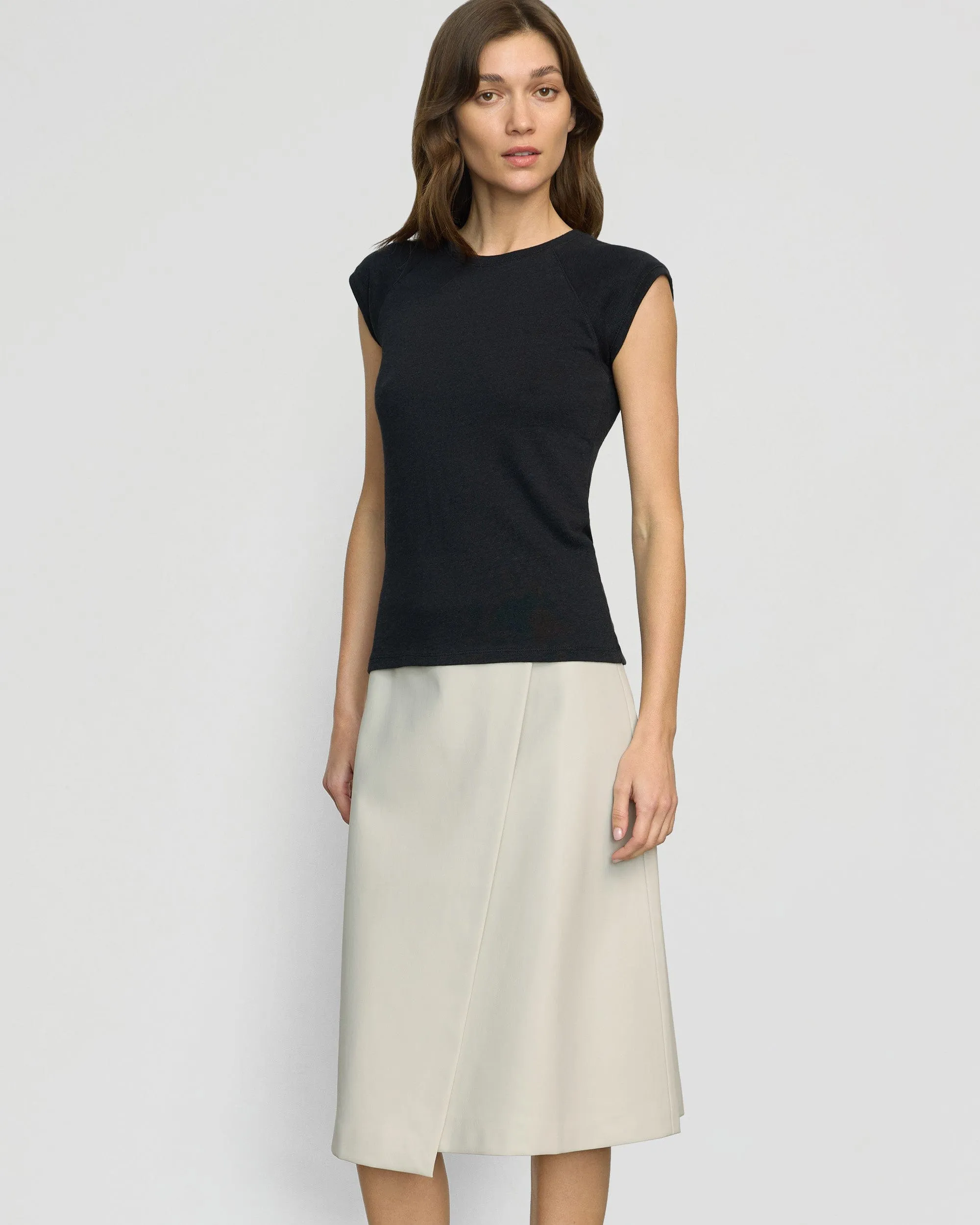 Alba Asymmetric Vegan Leather Skirt