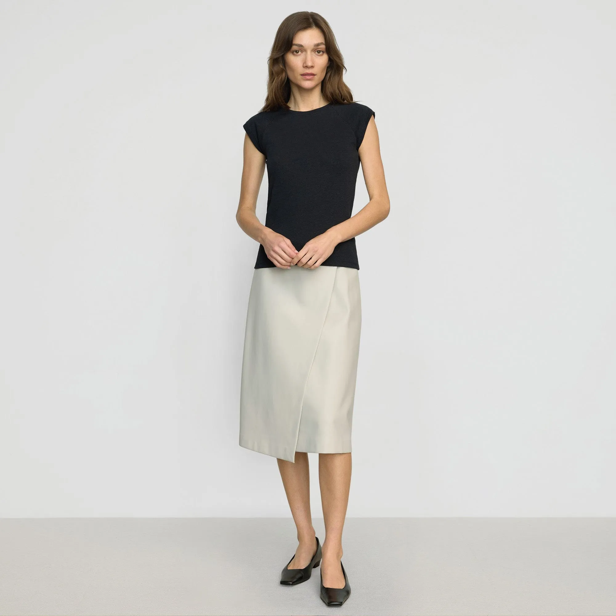 Alba Asymmetric Vegan Leather Skirt