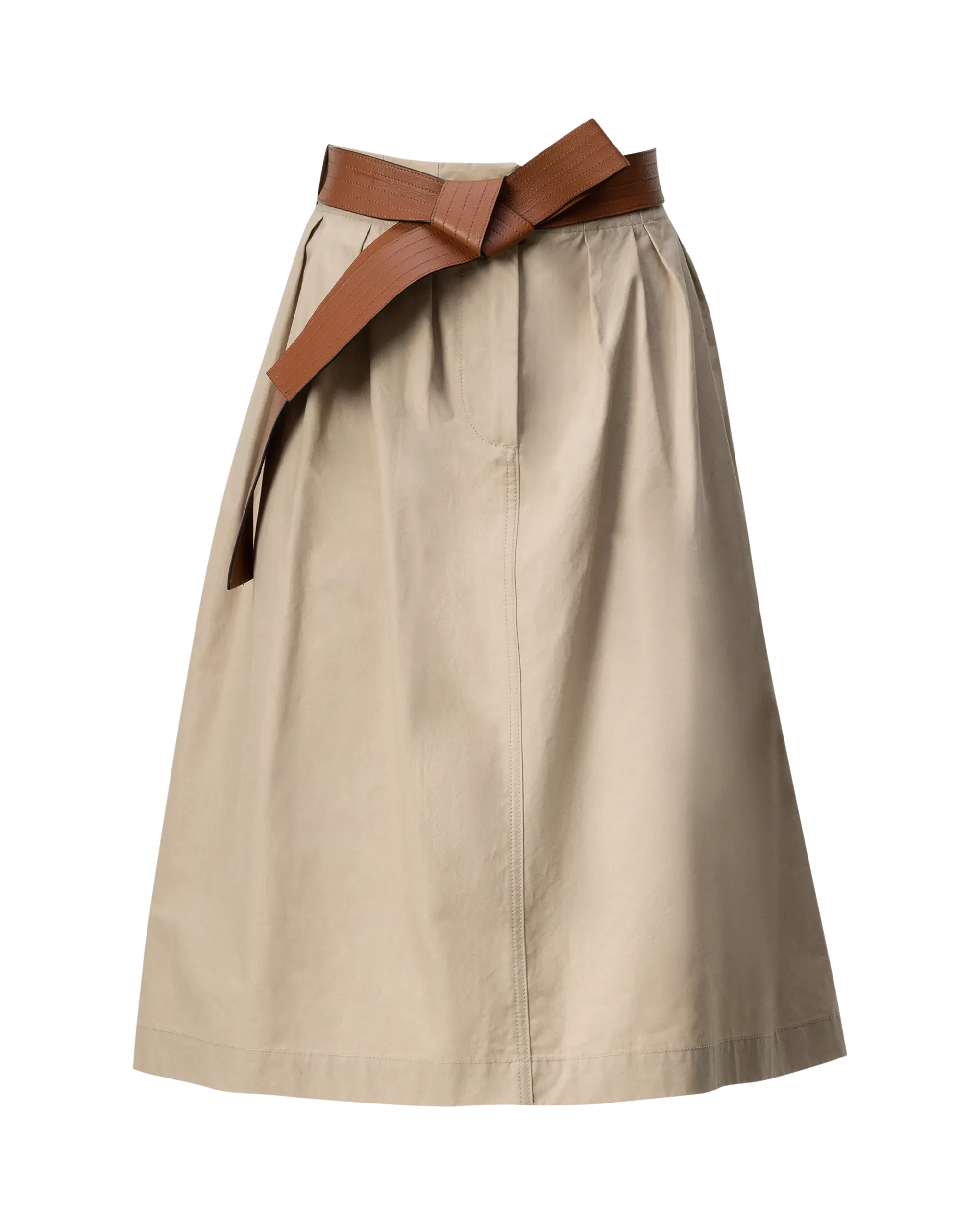 Belted A-Line Midi Skirt