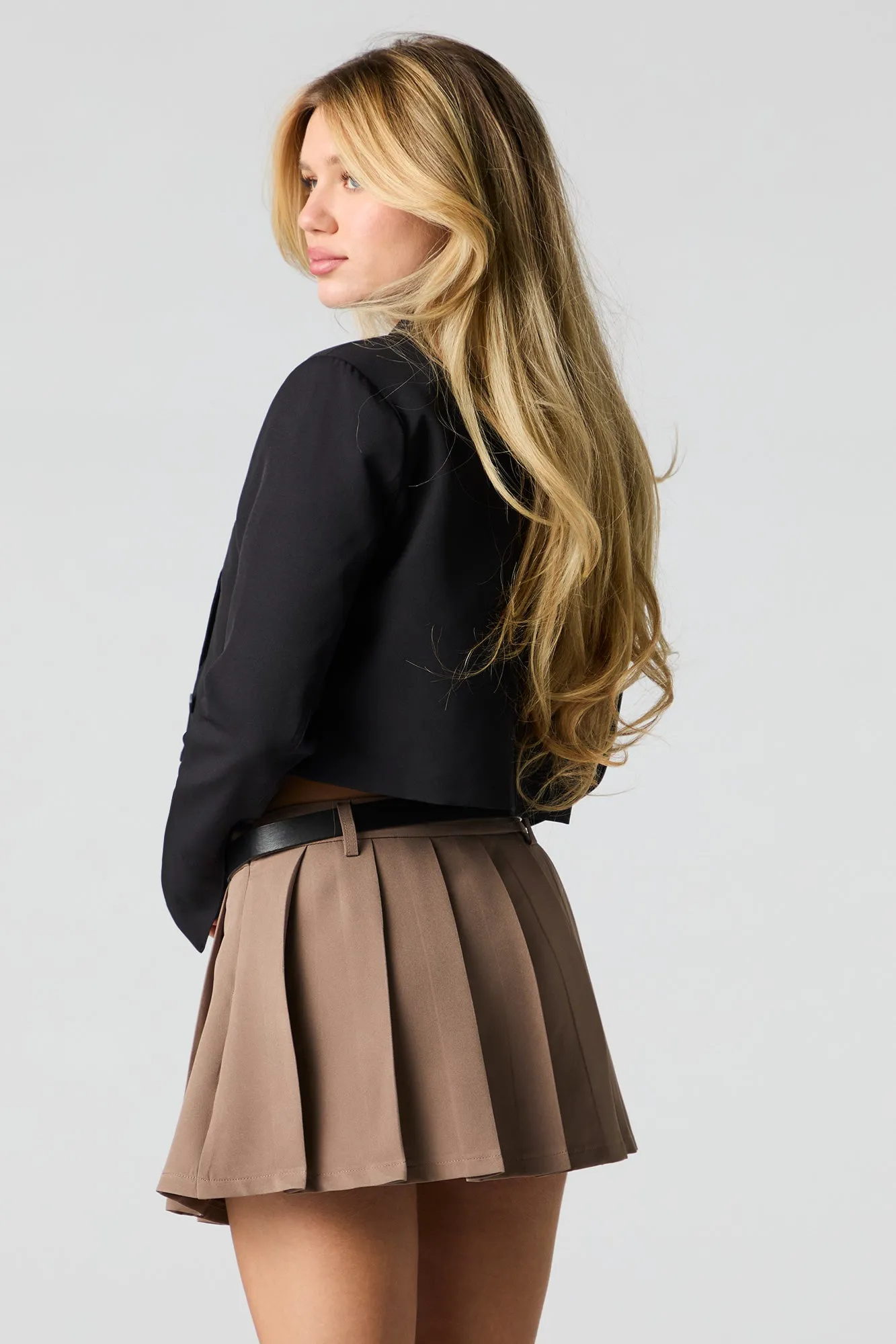 Belted Pleated Mini Skort