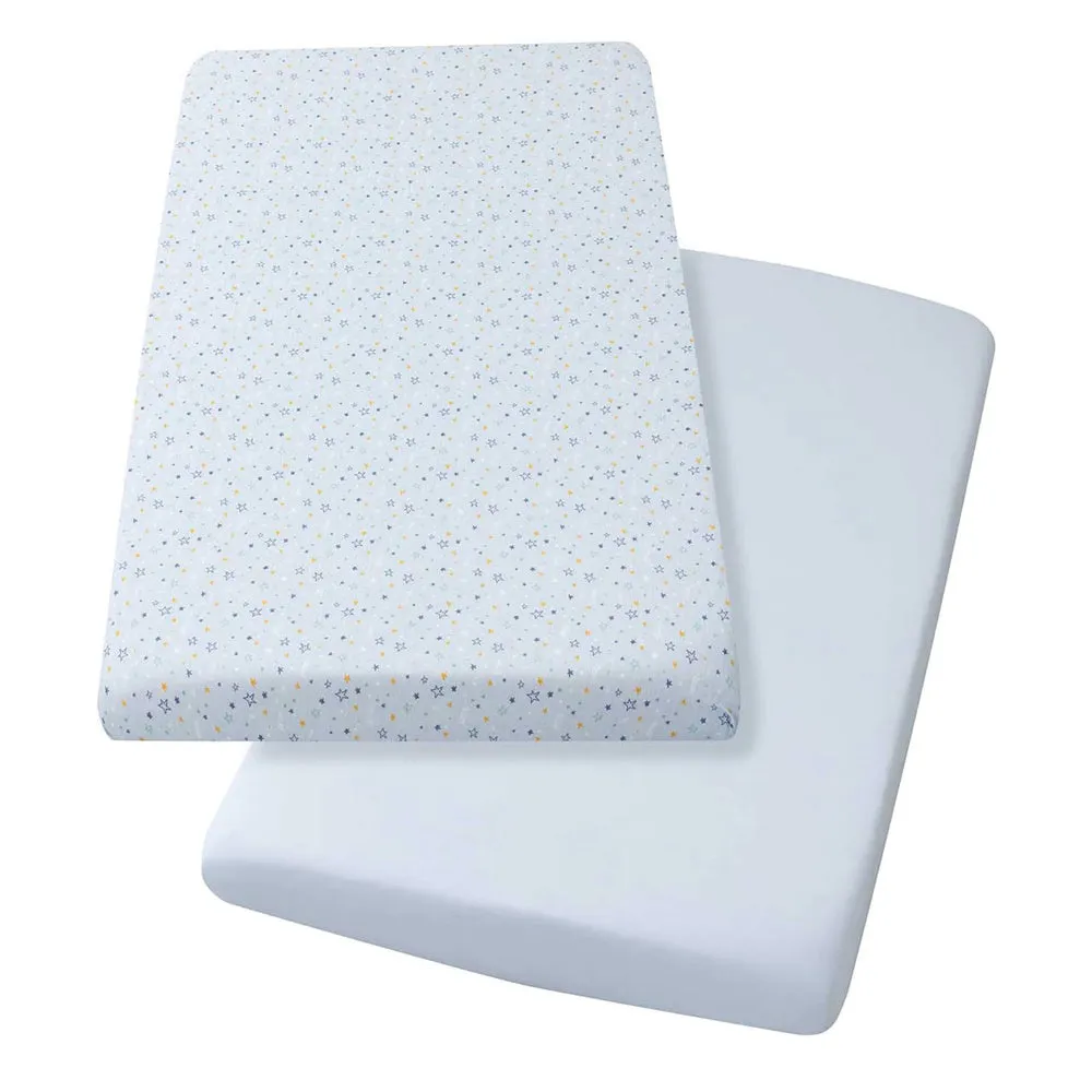 ClevaMama Blue Jersey Cotton Fitted Sheets