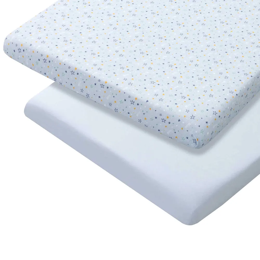 ClevaMama Blue Jersey Cotton Fitted Sheets