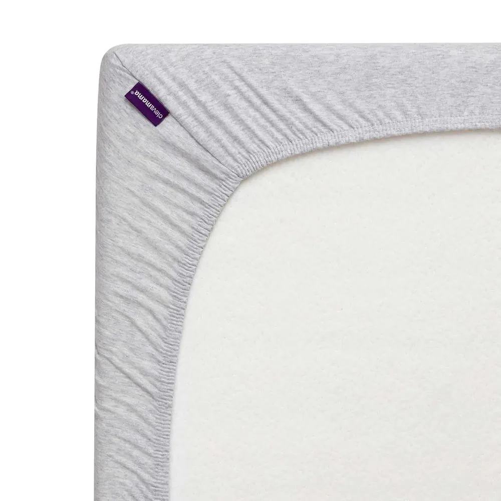 ClevaMama Melange Grey Jersey Cotton Fitted Sheets