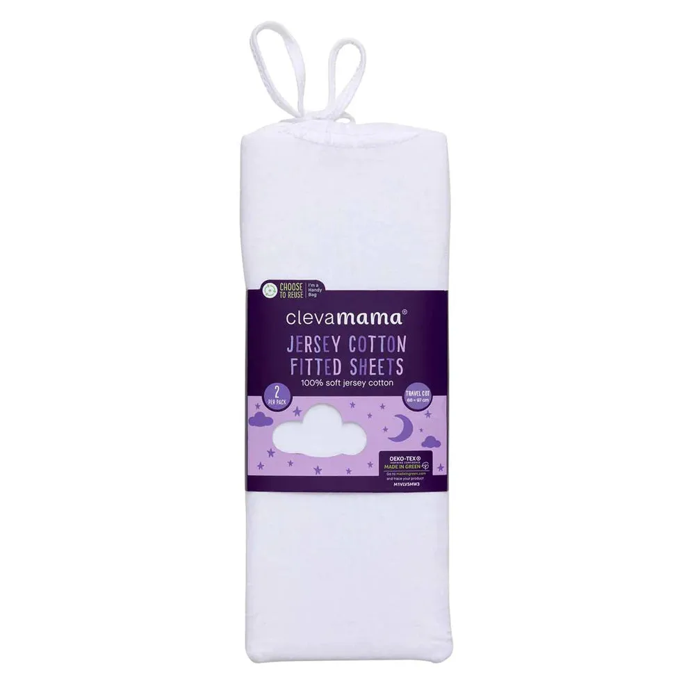 ClevaMama White Jersey Cotton Fitted Sheets