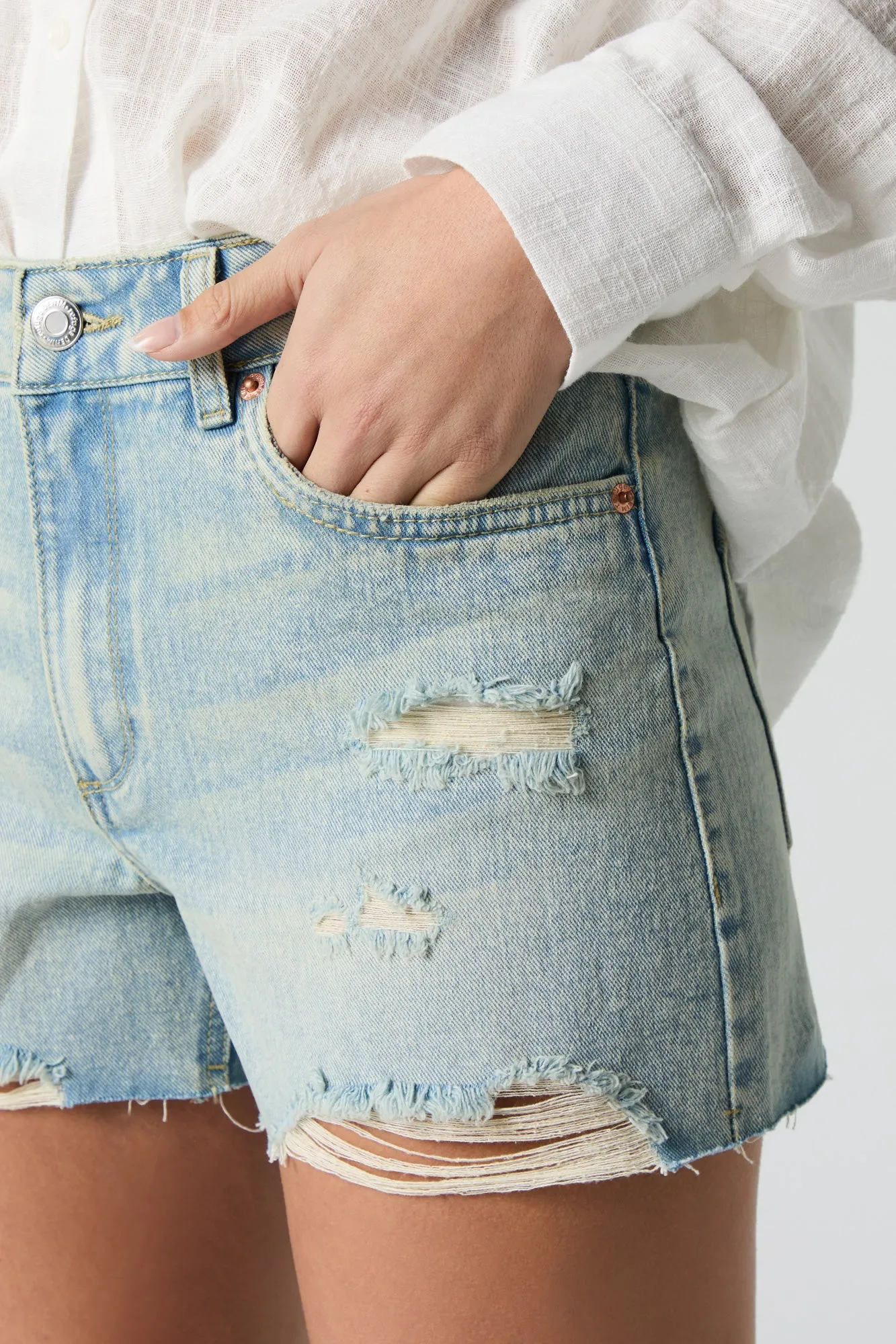 Distressed Boyfriend Denim Short