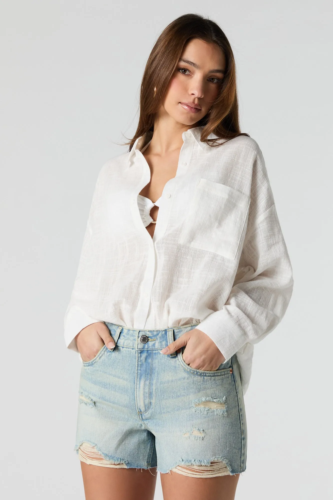 Distressed Boyfriend Denim Short