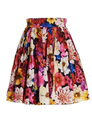 Dolce & Gabbana Short Garden-Print Poplin Skirt