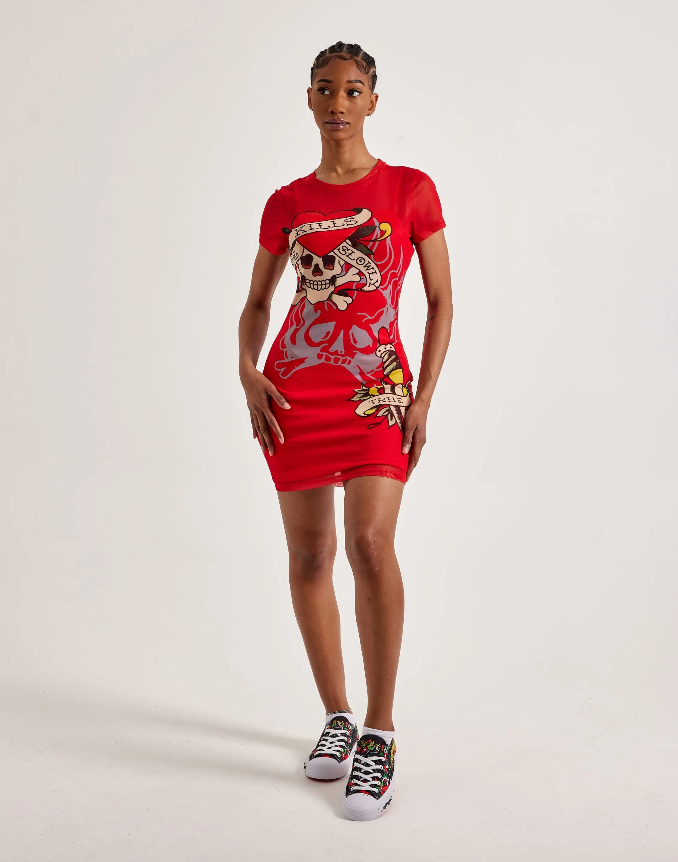 Ed Hardy Skull Dagger Mesh Tee Dress