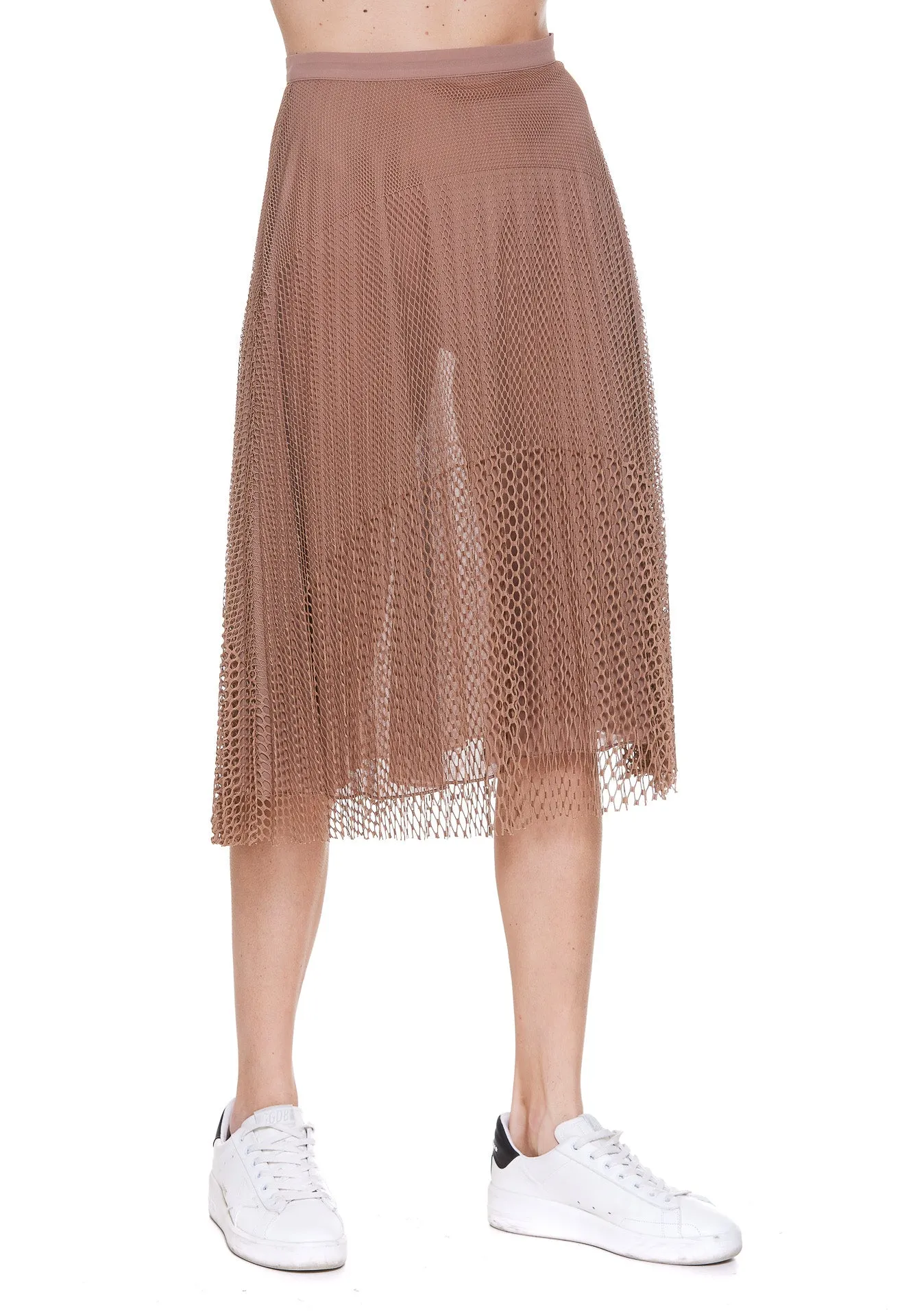 Elisabetta Franchi Mesh-Detailed Midi Skirt