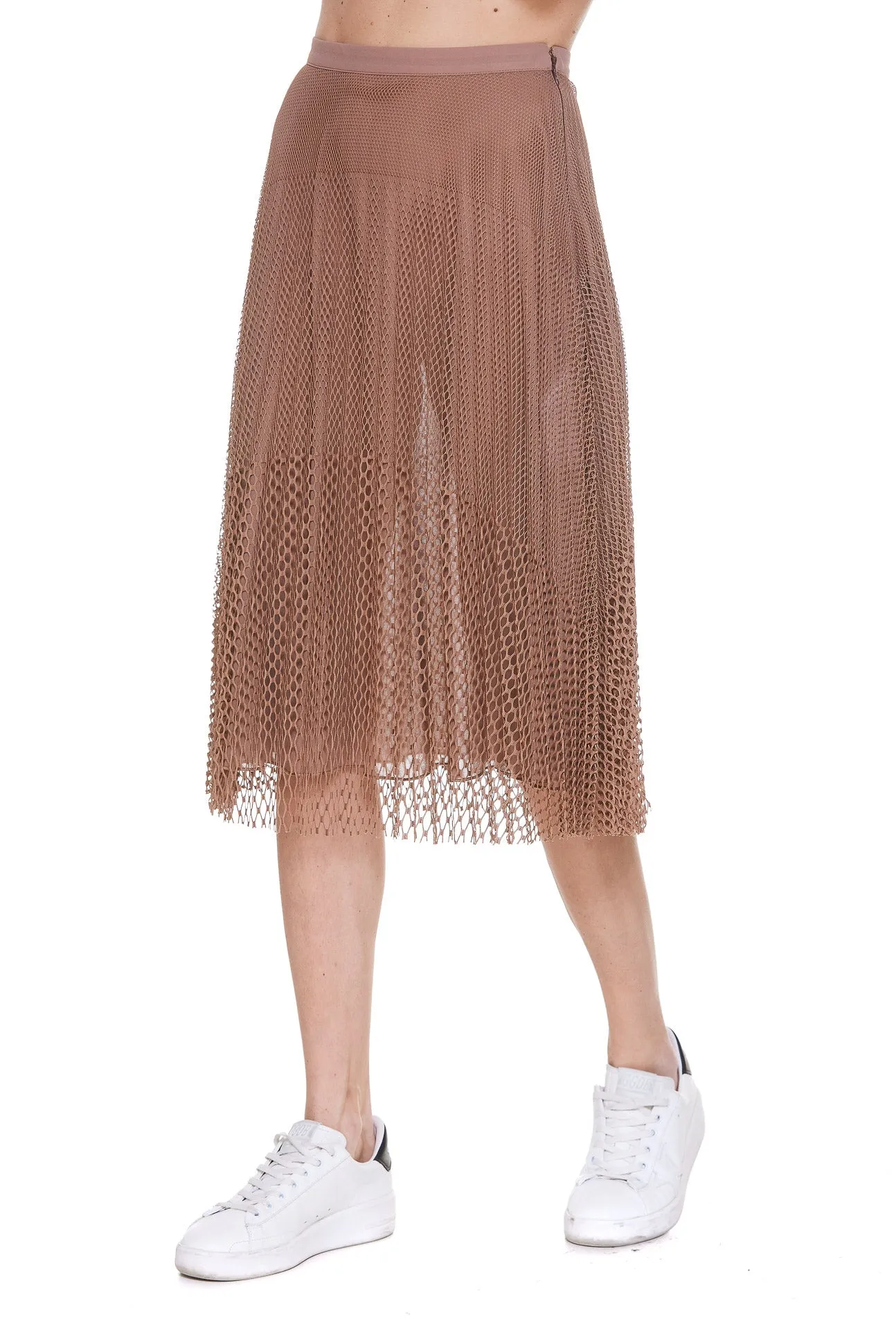 Elisabetta Franchi Mesh-Detailed Midi Skirt
