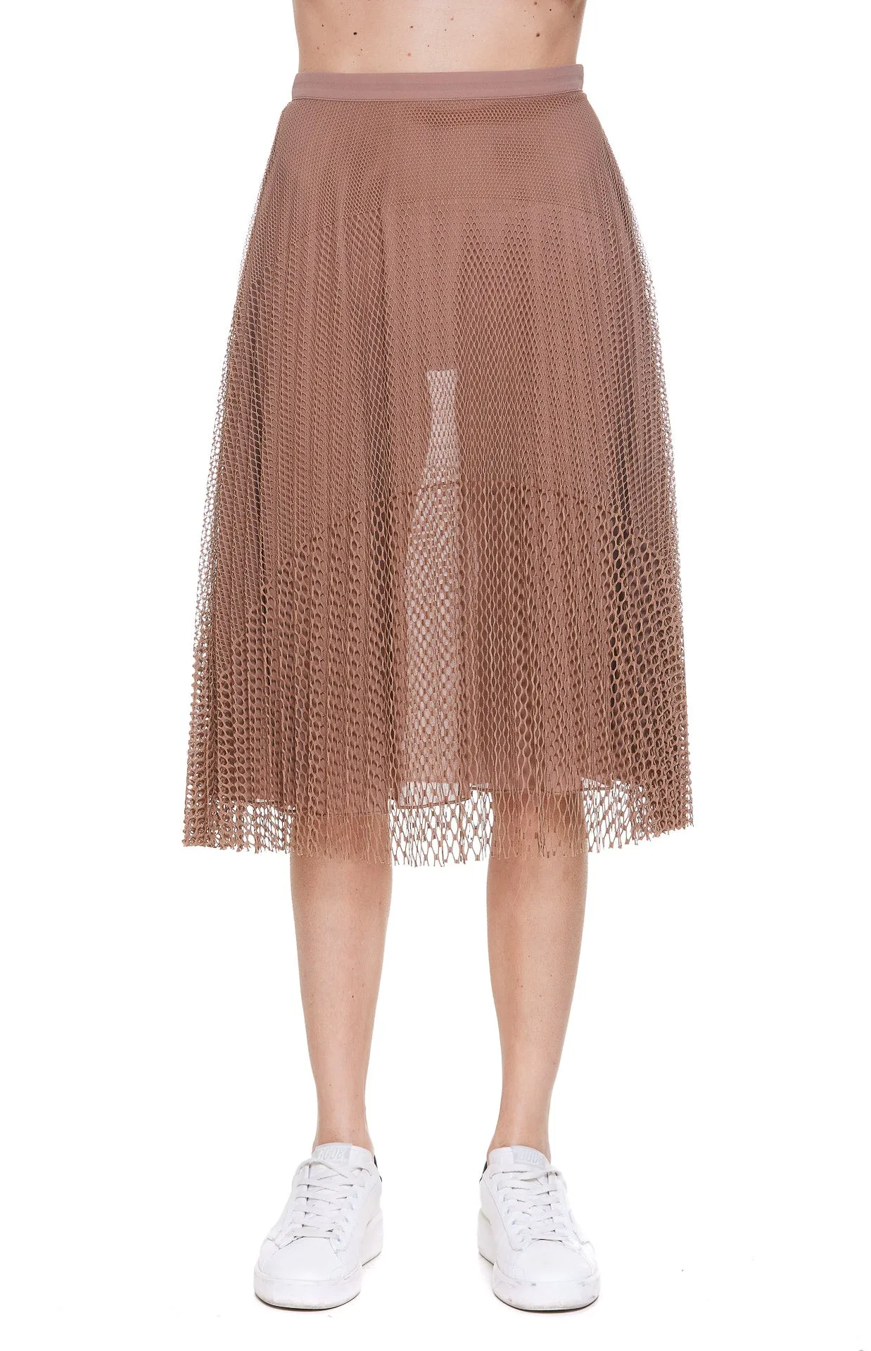 Elisabetta Franchi Mesh-Detailed Midi Skirt
