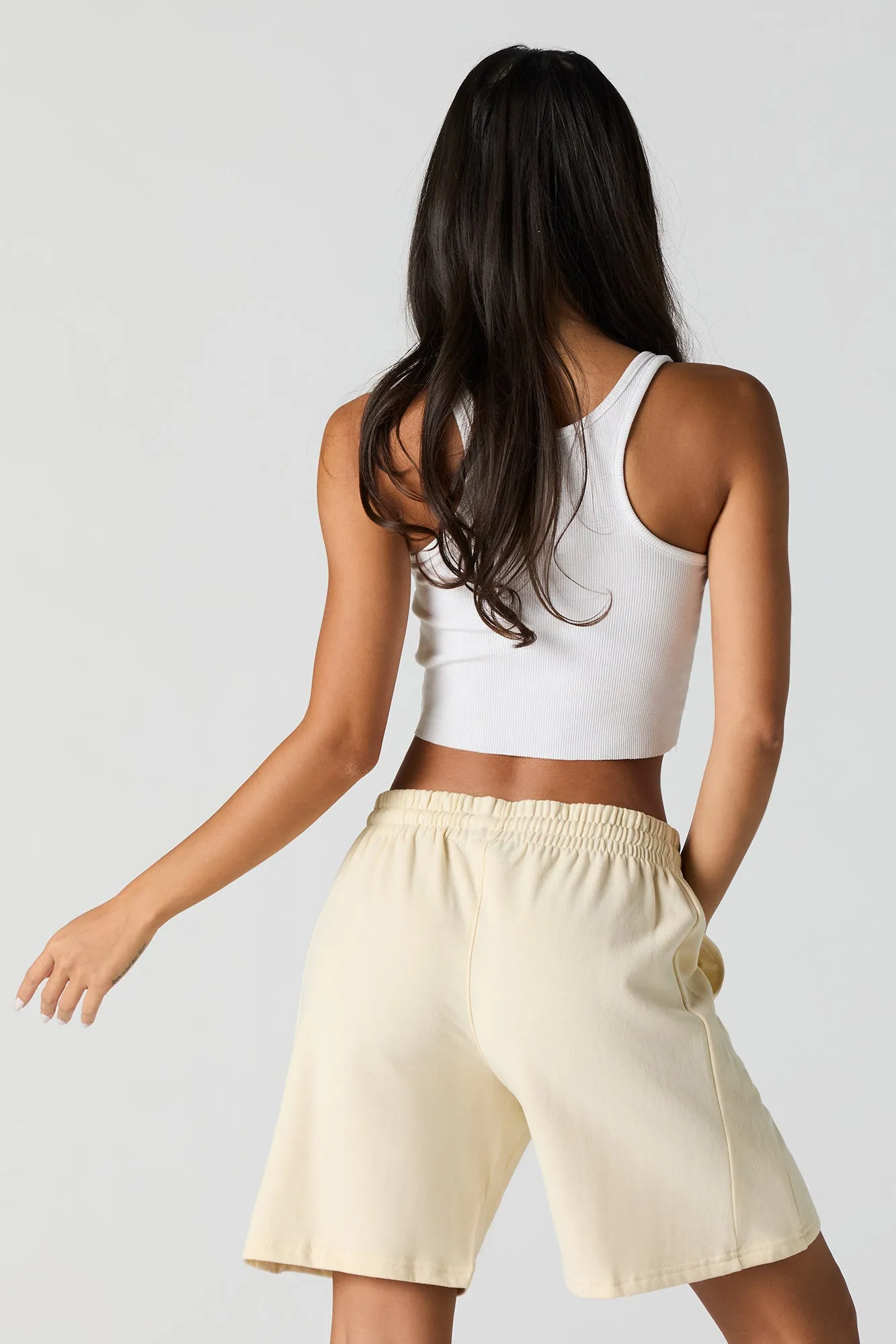 Embroidered Fleece Short