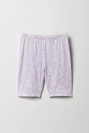 Ensemble avec short de cycliste uni et imprimé pour fille