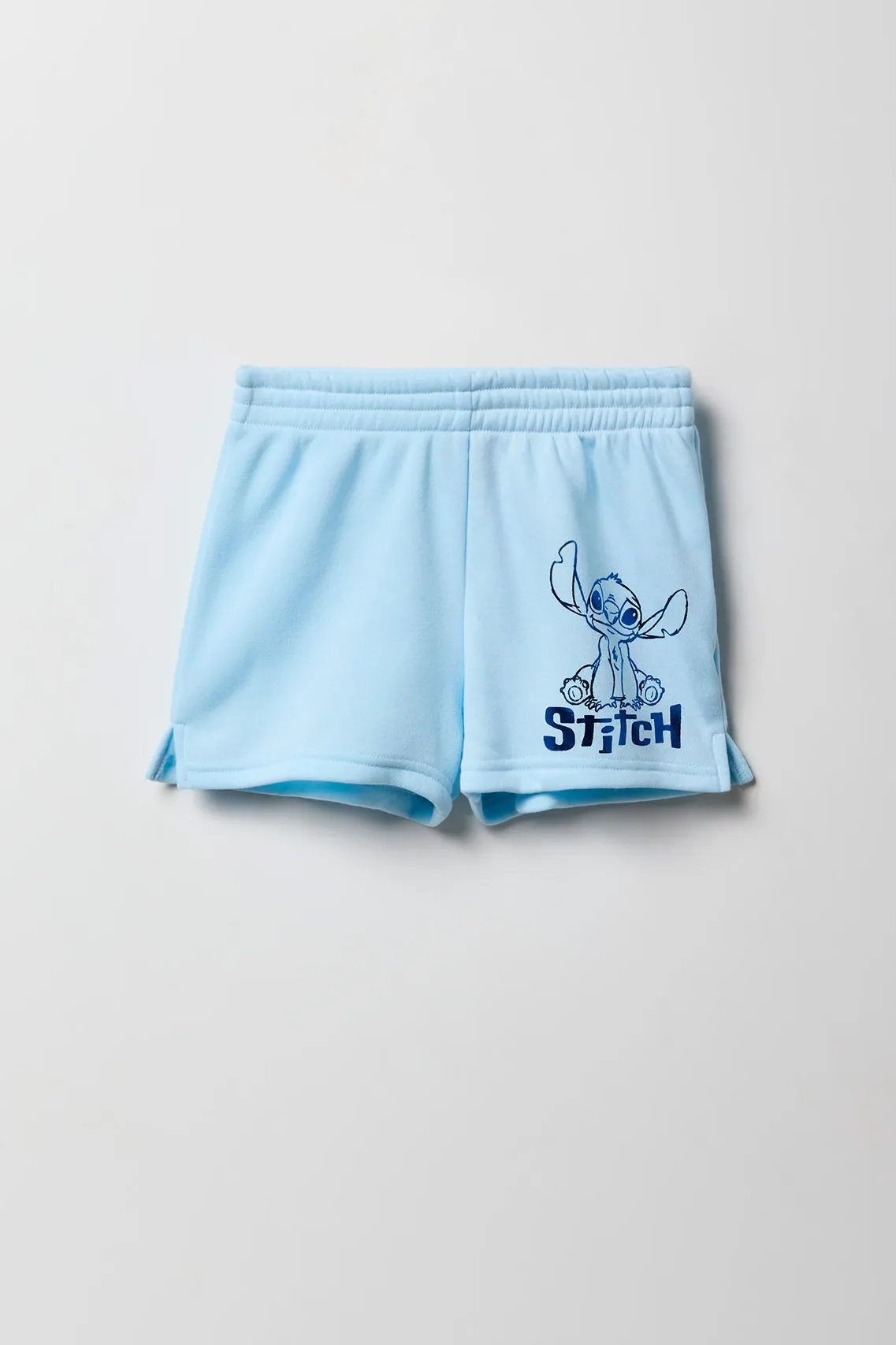 Ensemble deux pièces chandail en molleton et short à imprimé Stitch bleu pour filles