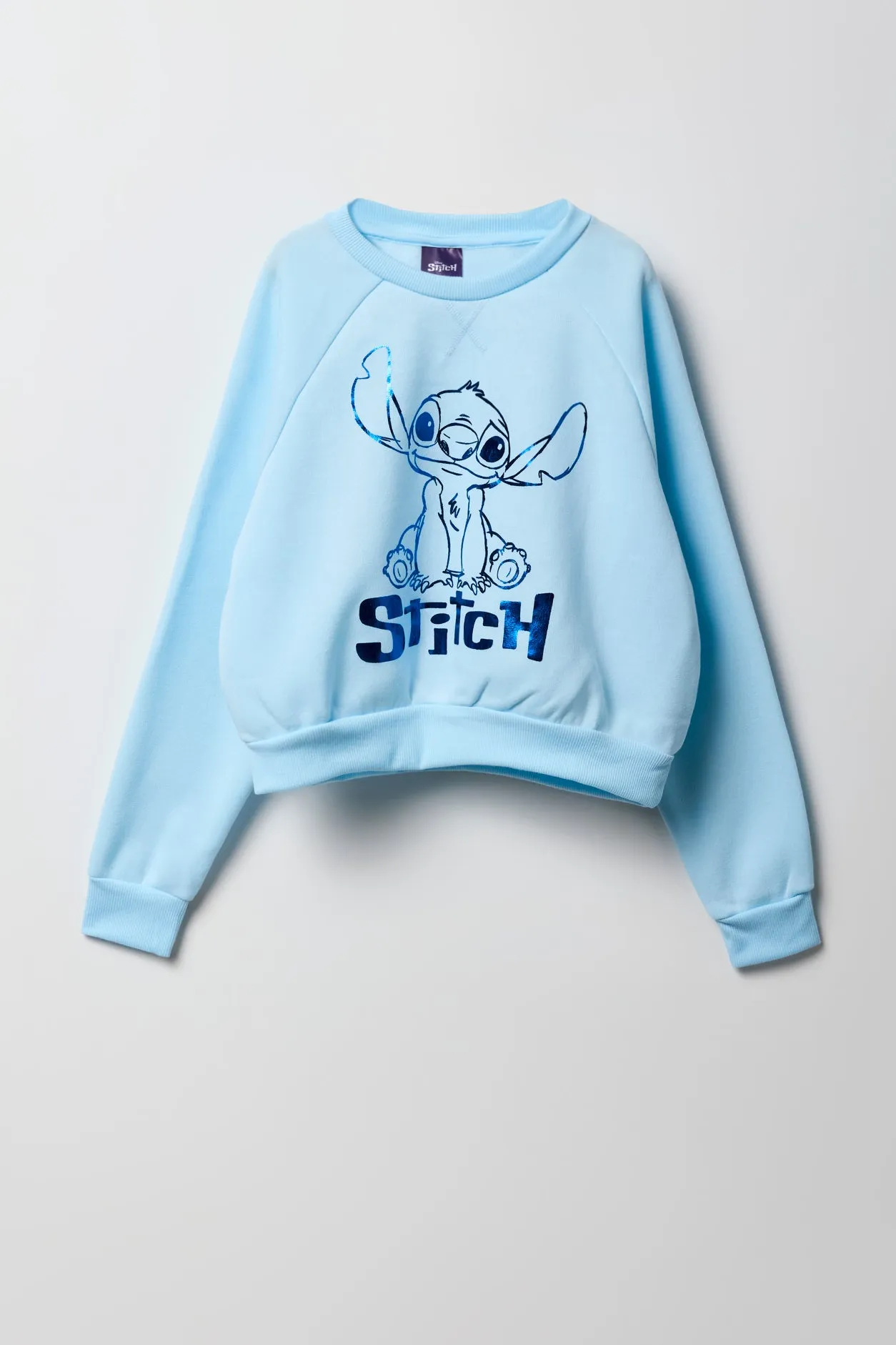 Ensemble deux pièces chandail en molleton et short à imprimé Stitch bleu pour filles