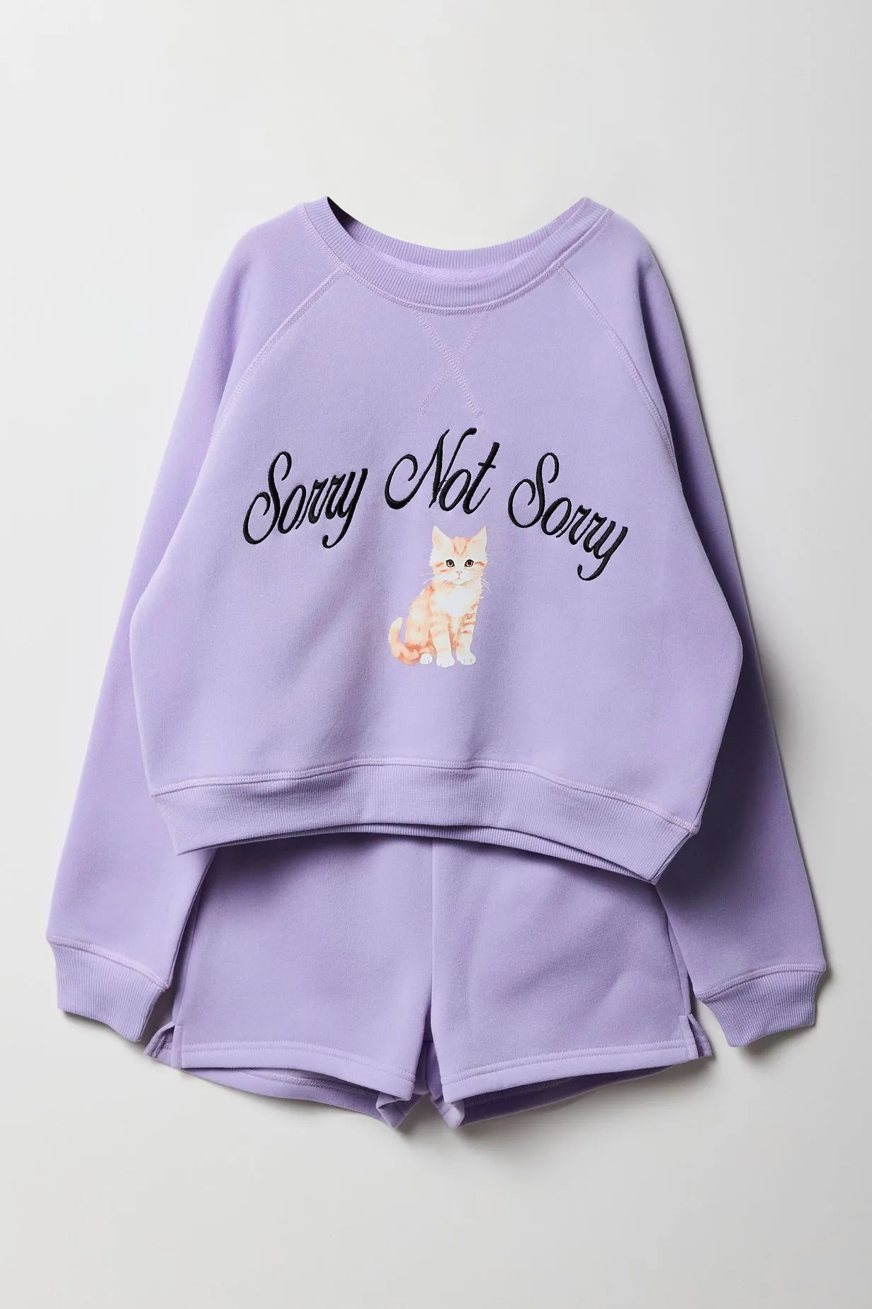 Ensemble deux pièces chandail et short en molleton pour filles