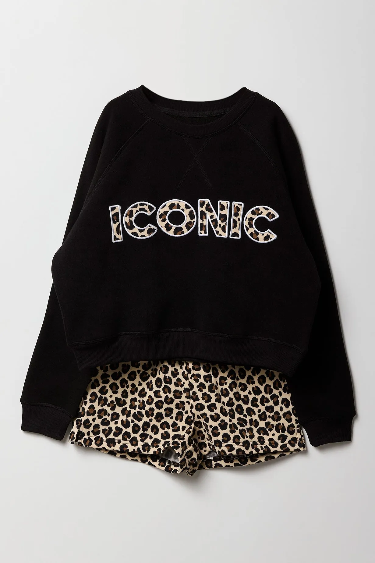 Ensemble deux pièces chandail et short en molleton pour filles