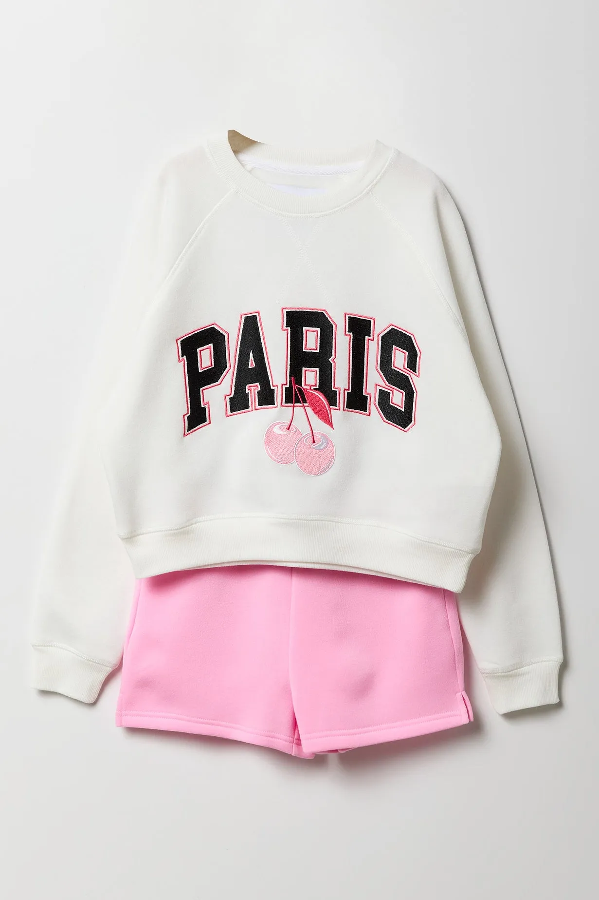 Ensemble deux pièces chandail et short en molleton pour filles