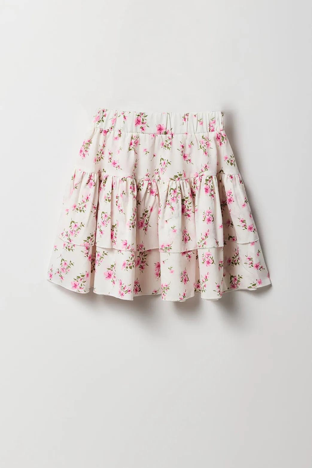 Ensemble deux pièces t-shirt brodé et jupe étagée pour filles