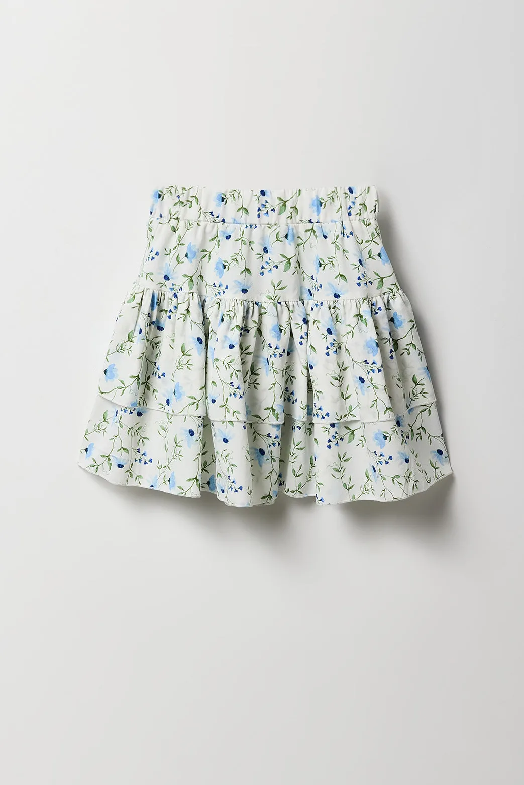 Ensemble deux pièces t-shirt brodé et jupe étagée pour filles