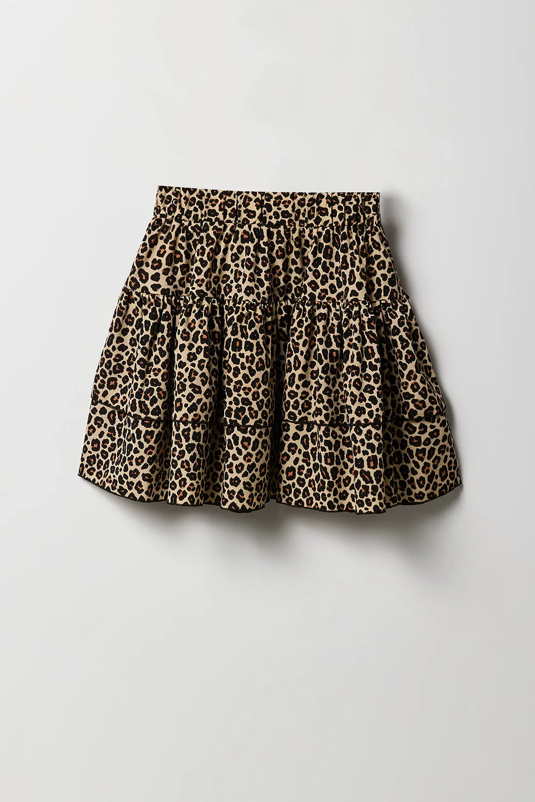 Ensemble deux pièces t-shirt brodé et jupe étagée pour filles