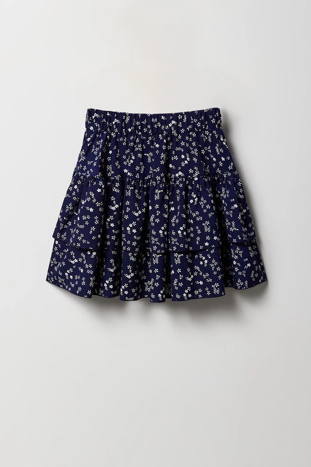 Ensemble deux pièces t-shirt brodé et jupe étagée pour filles