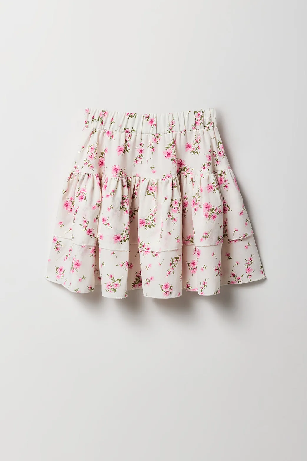 Ensemble deux pièces t-shirt brodé et jupe étagée pour filles