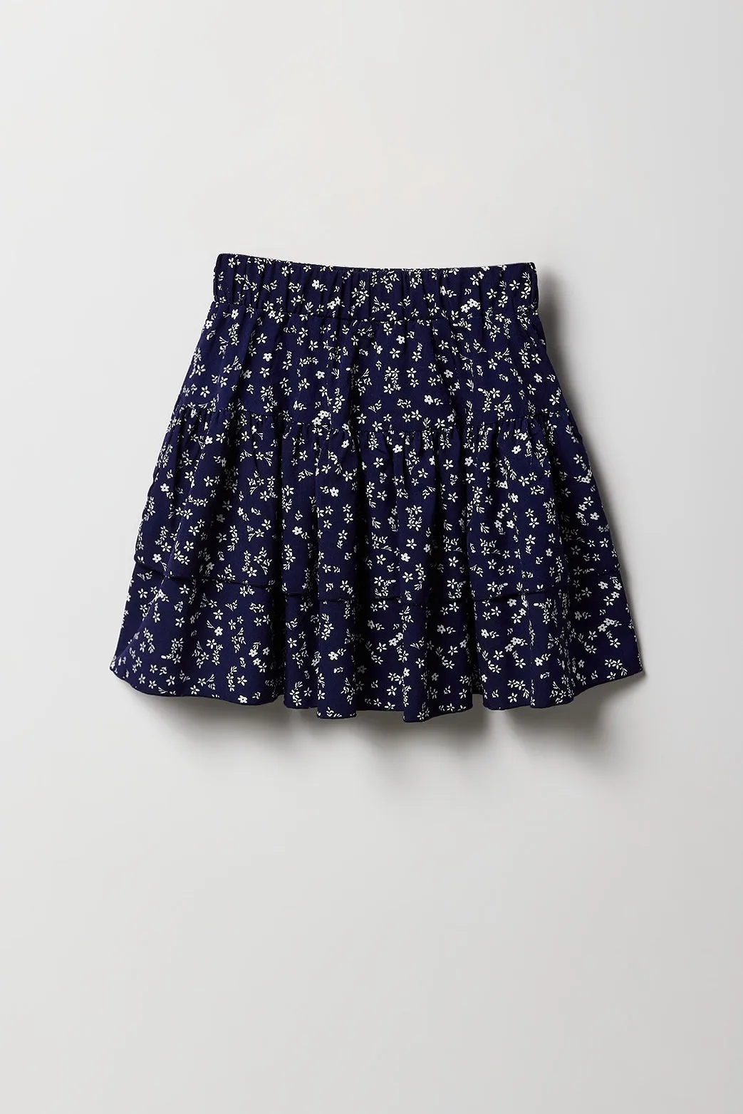 Ensemble deux pièces t-shirt brodé et jupe étagée pour filles