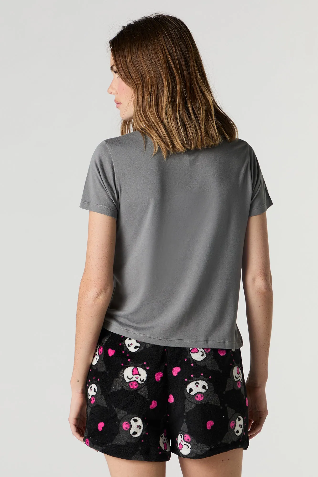 Ensemble pyjama avec t-shirt et short en peluche à imprimé Hello Kitty & Friends