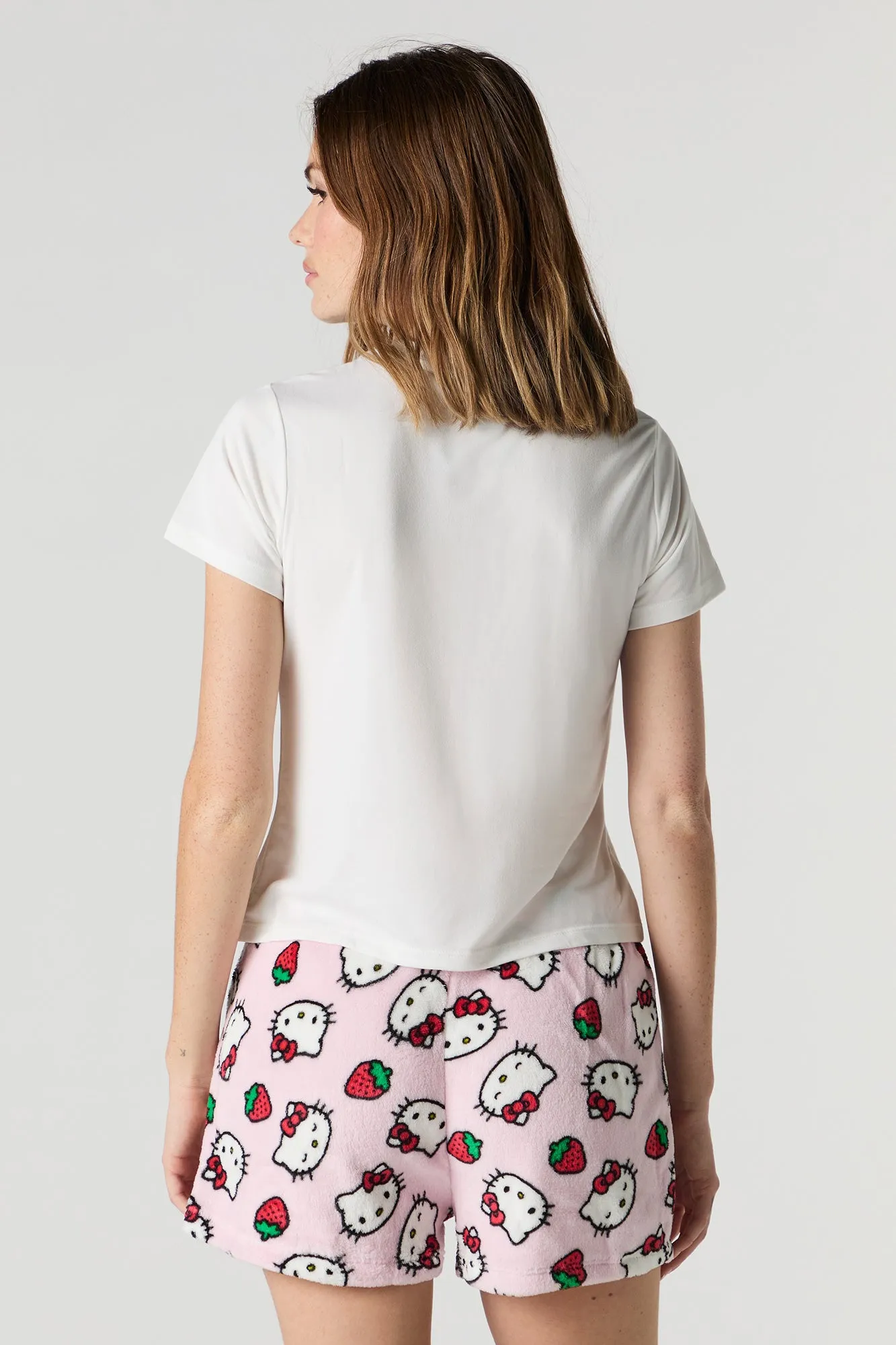 Ensemble pyjama avec t-shirt et short en peluche à imprimé Hello Kitty & Friends
