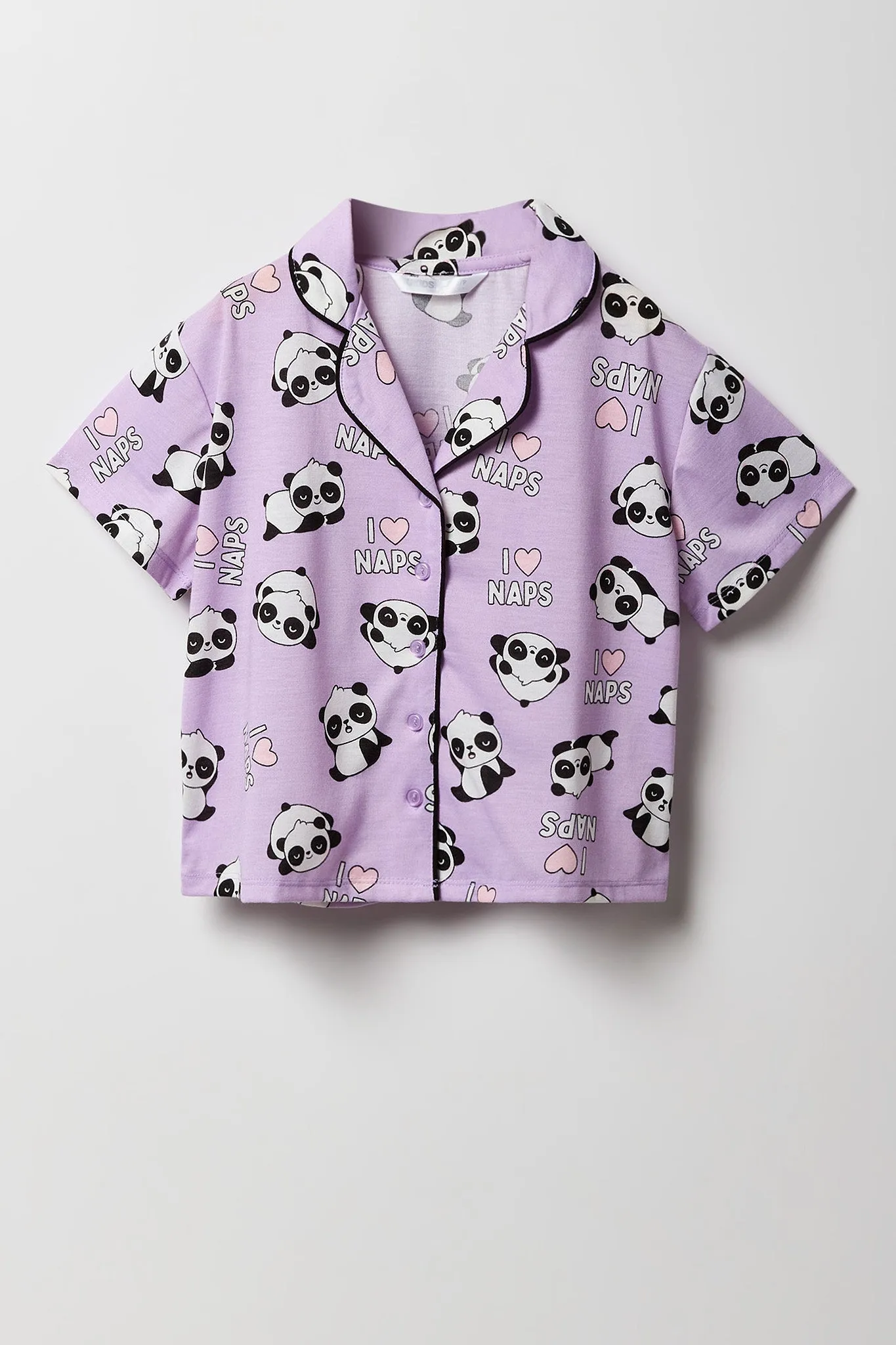 Ensemble-pyjama deux pièces short et haut boutonné pour filles