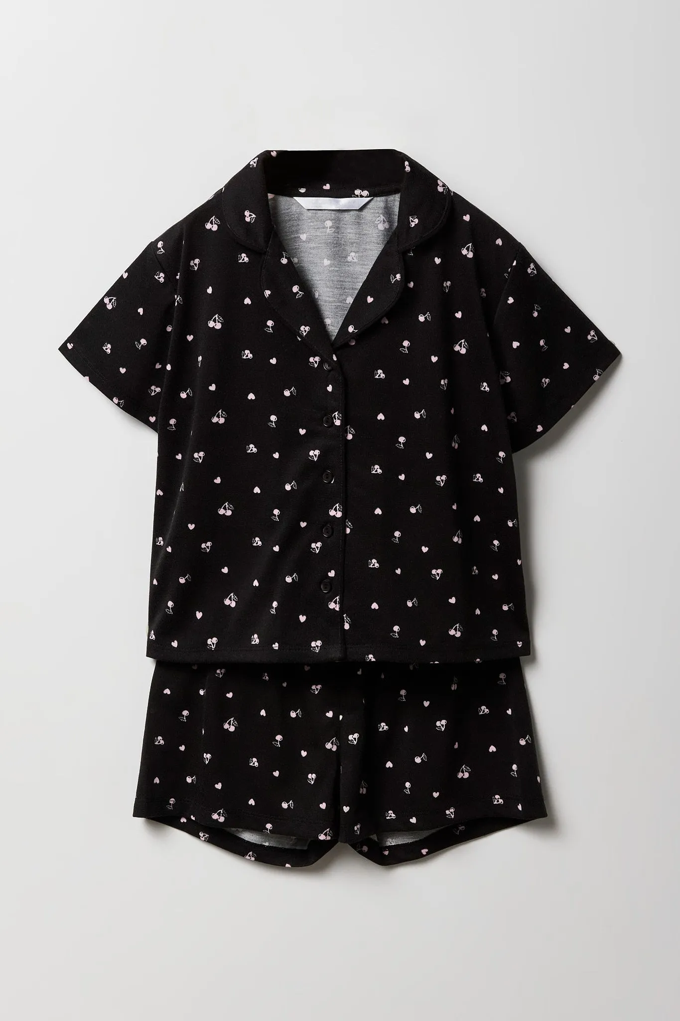 Ensemble-pyjama deux pièces short et haut boutonné pour filles