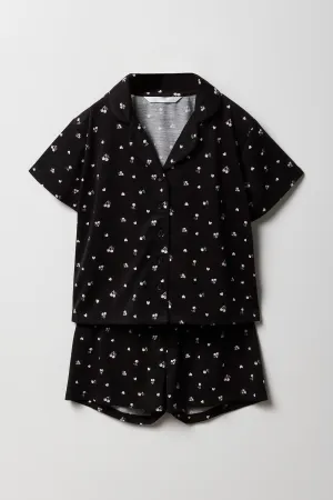 Ensemble-pyjama deux pièces short et haut boutonné pour filles