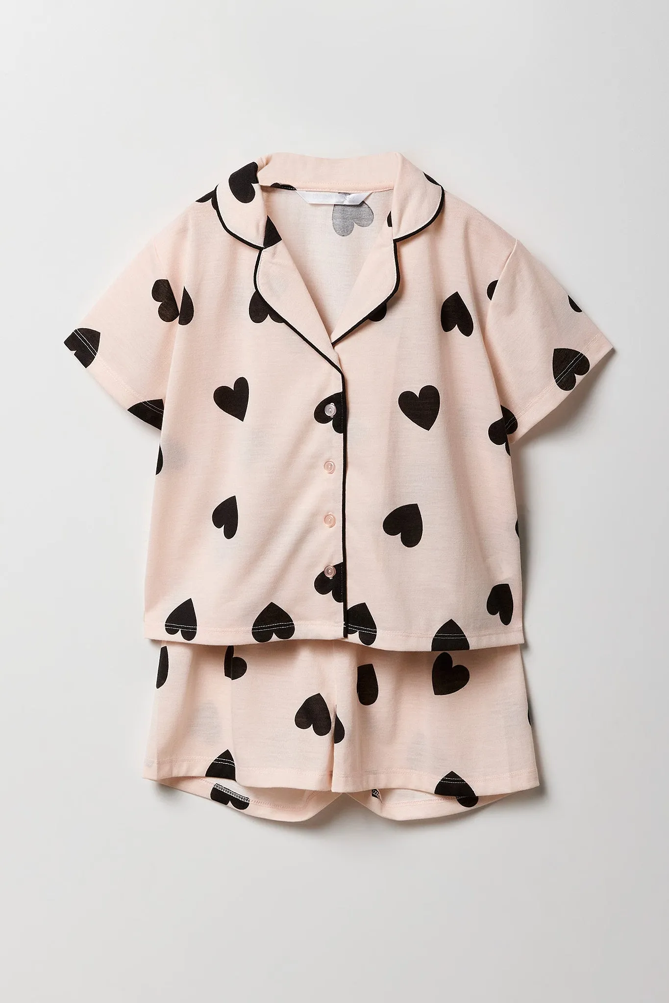Ensemble-pyjama deux pièces short et haut boutonné pour filles