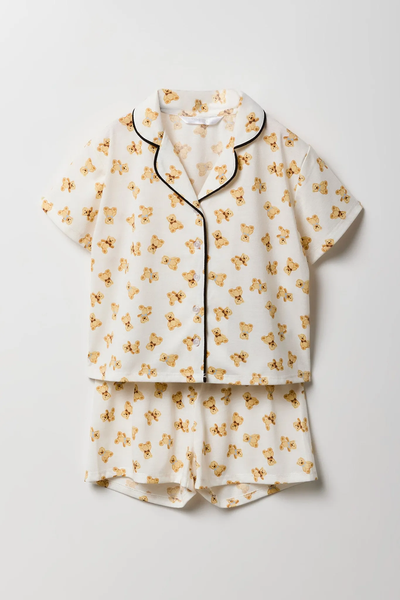 Ensemble-pyjama deux pièces short et haut boutonné pour filles