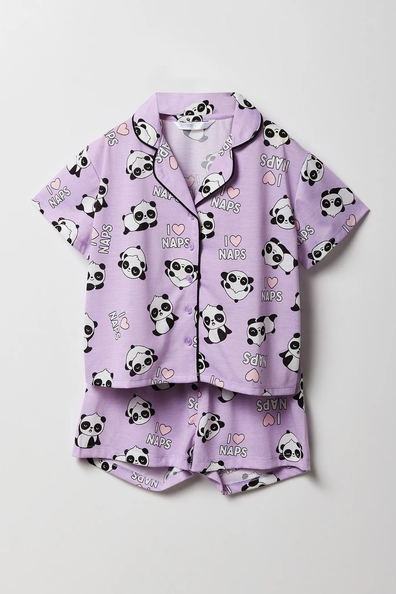 Ensemble-pyjama deux pièces short et haut boutonné pour filles