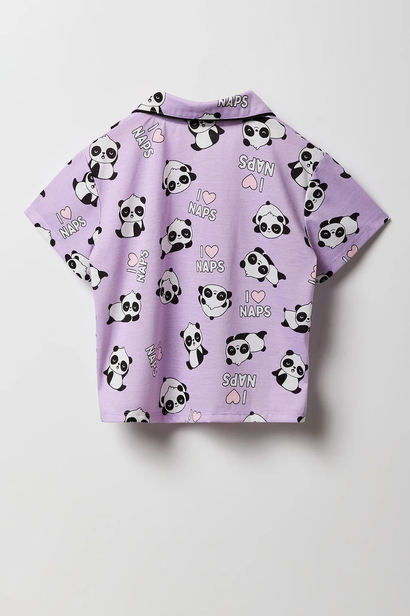 Ensemble-pyjama deux pièces short et haut boutonné pour filles
