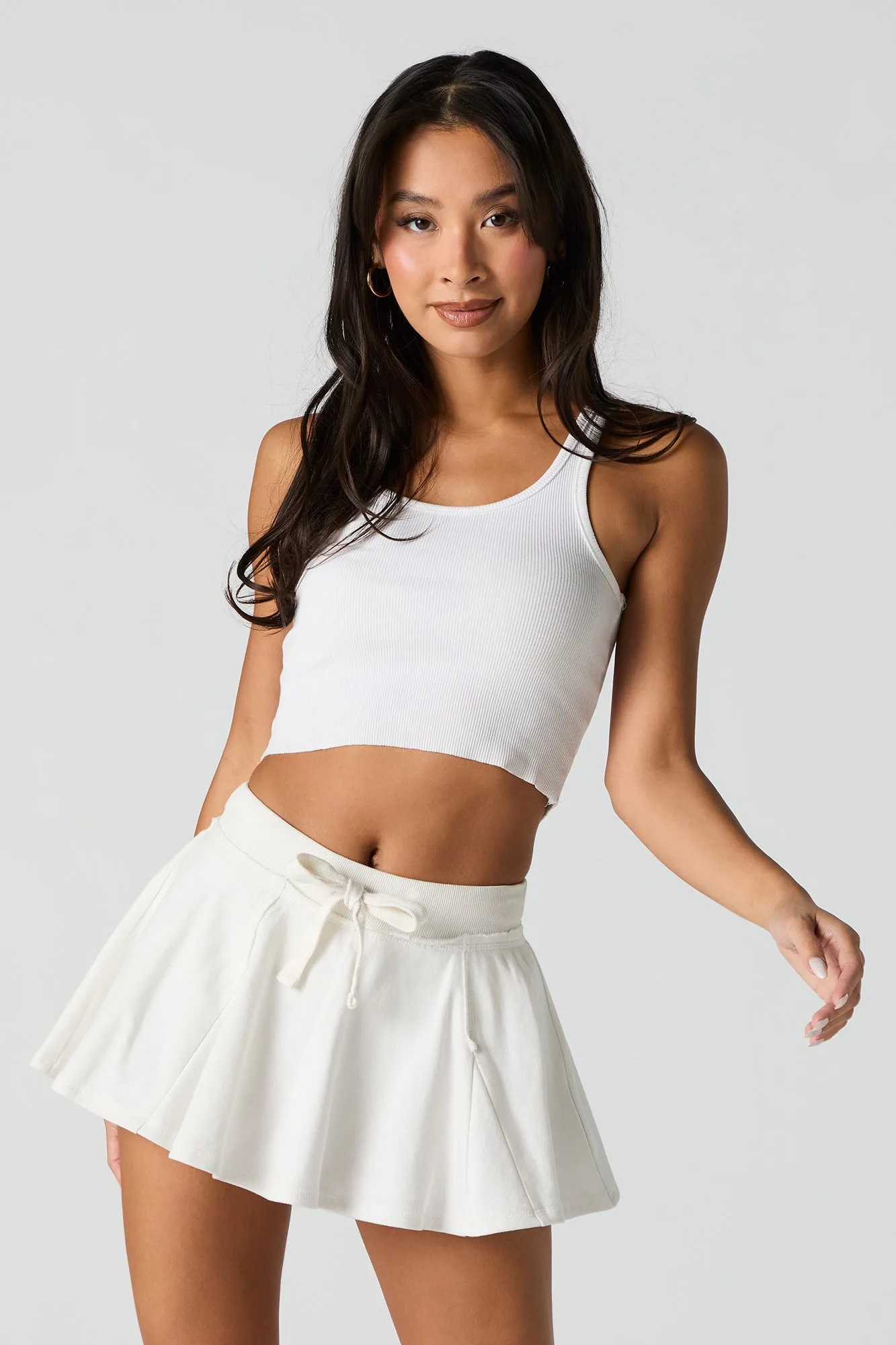 Fleece Drawstring Mini Skort