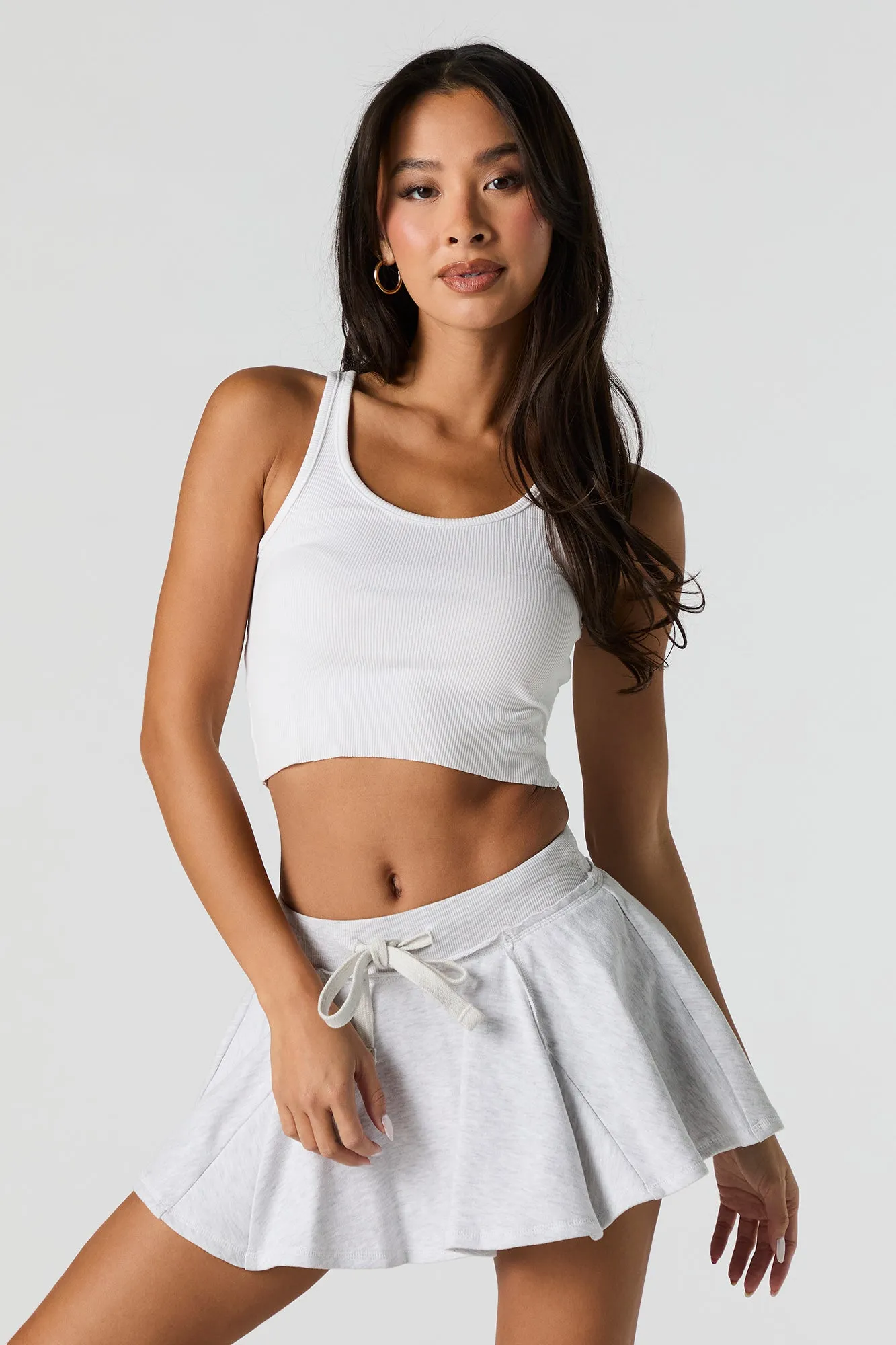 Fleece Drawstring Mini Skort