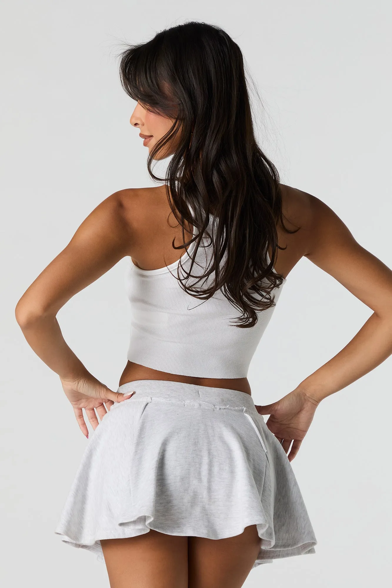 Fleece Drawstring Mini Skort