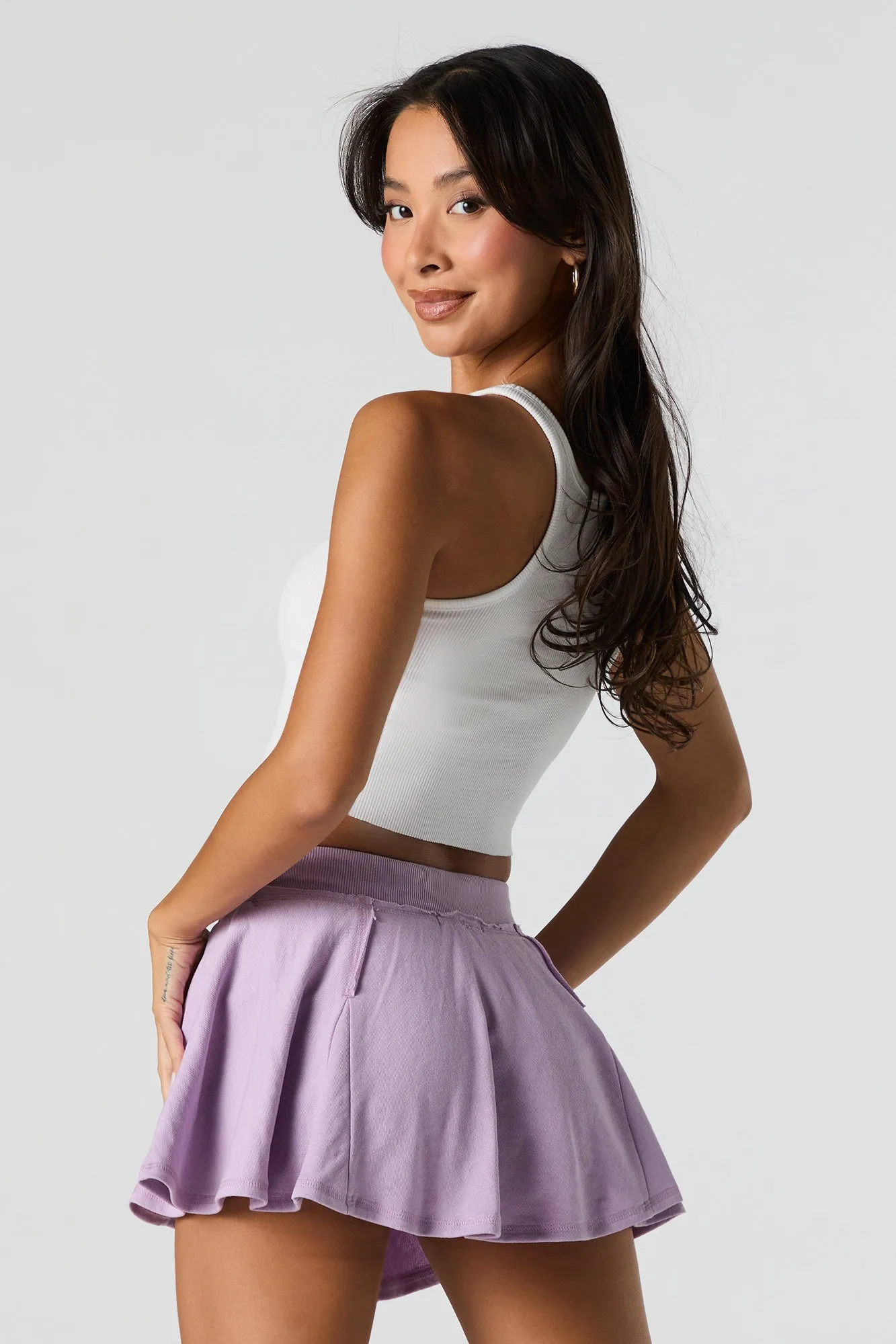 Fleece Drawstring Mini Skort