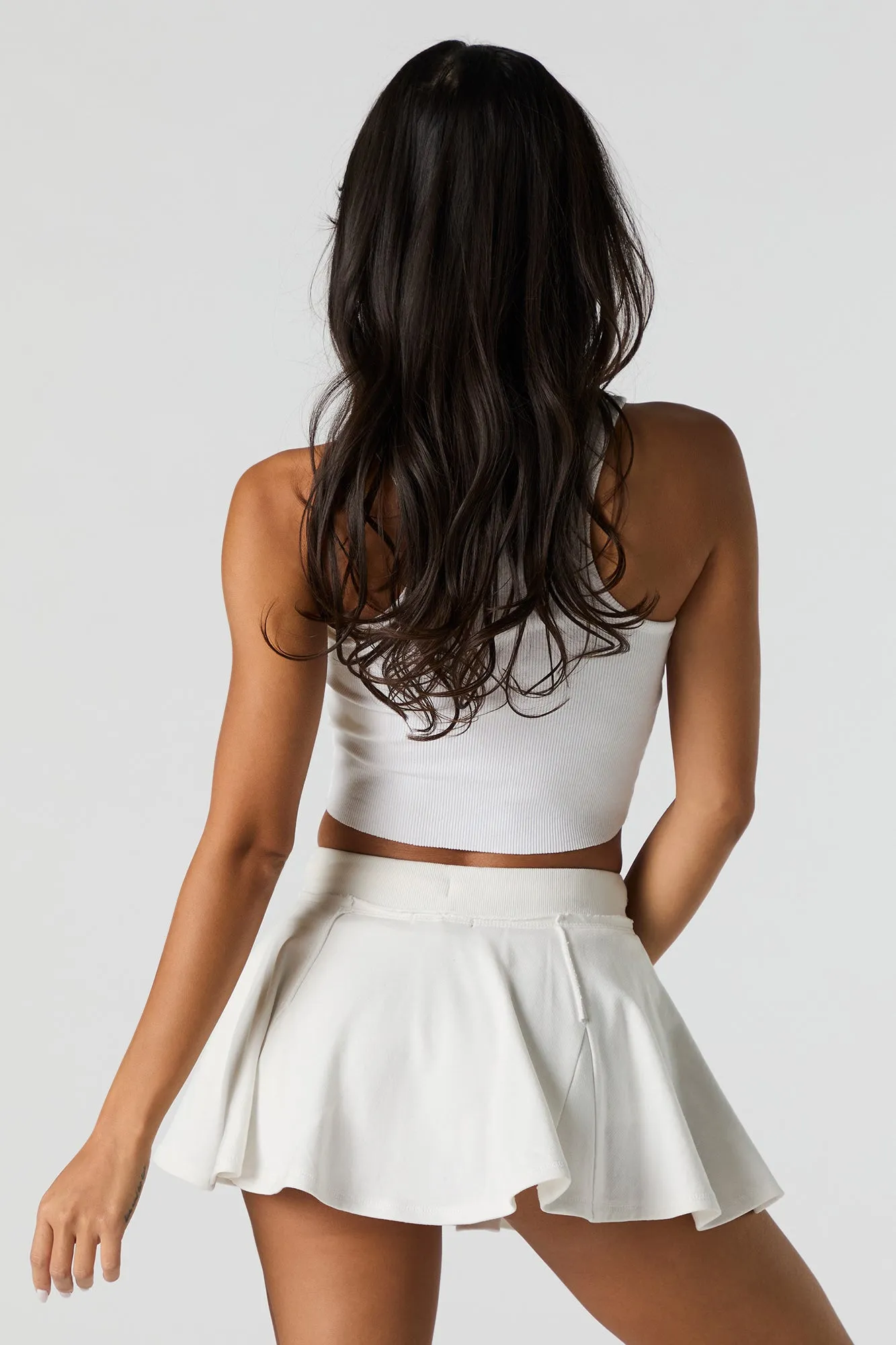Fleece Drawstring Mini Skort