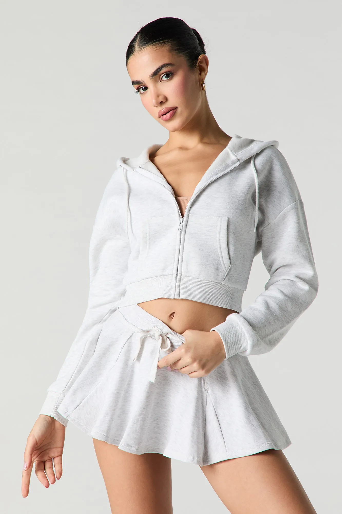 Fleece Drawstring Mini Skort