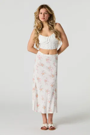 Floral Slit Midi Skirt