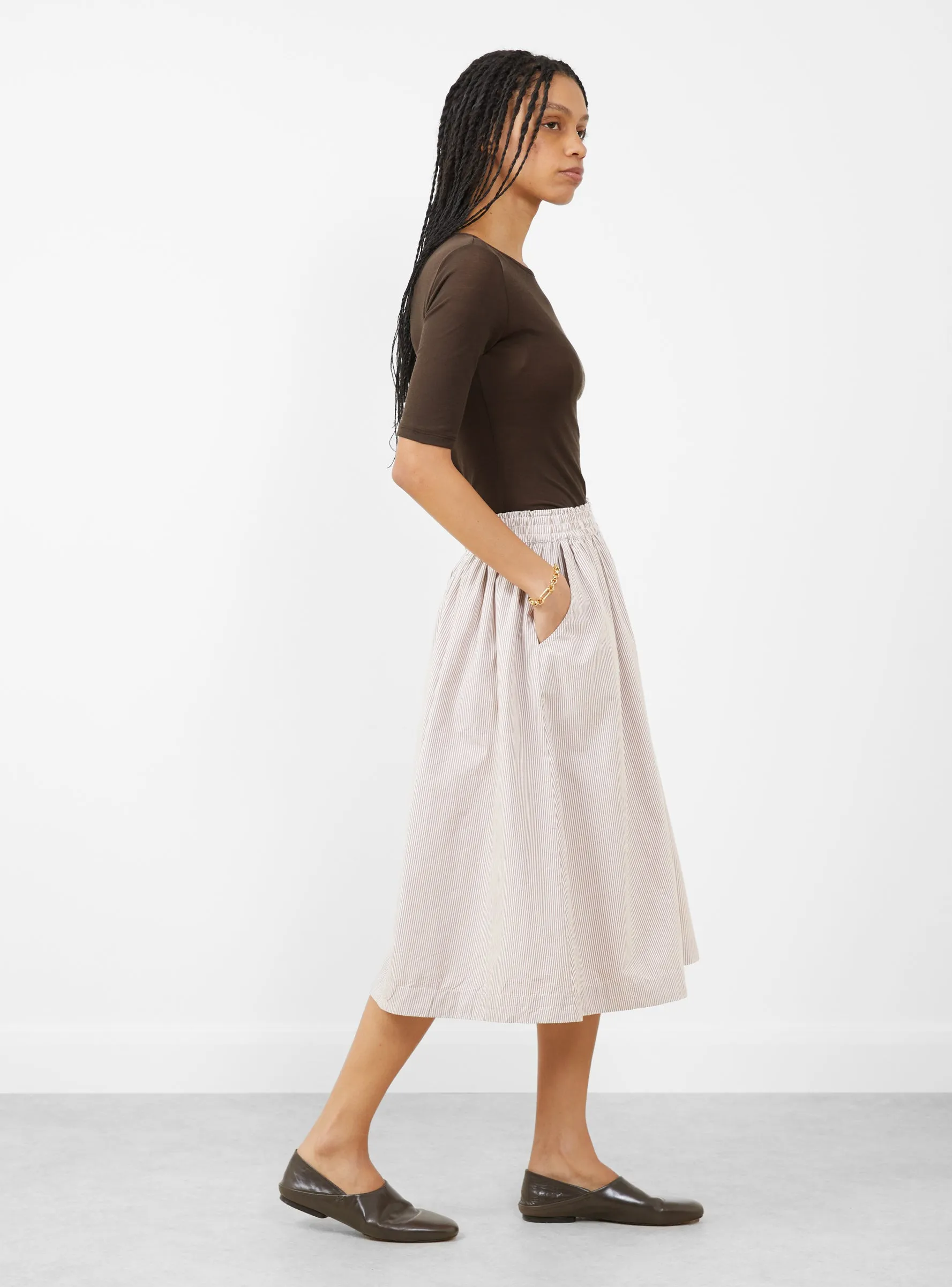 Ginny Skirt Warm Beige and White Stripe
