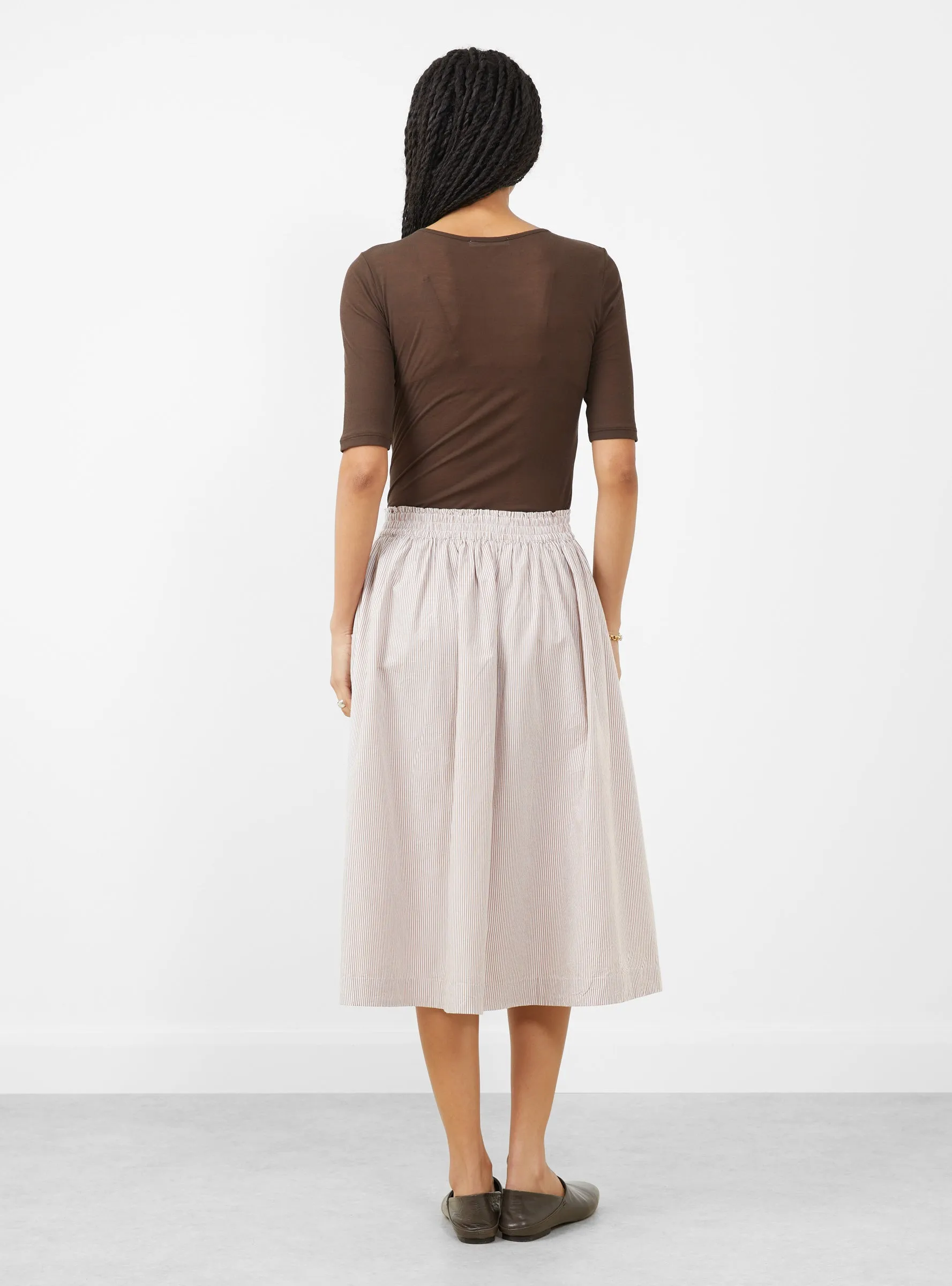 Ginny Skirt Warm Beige and White Stripe