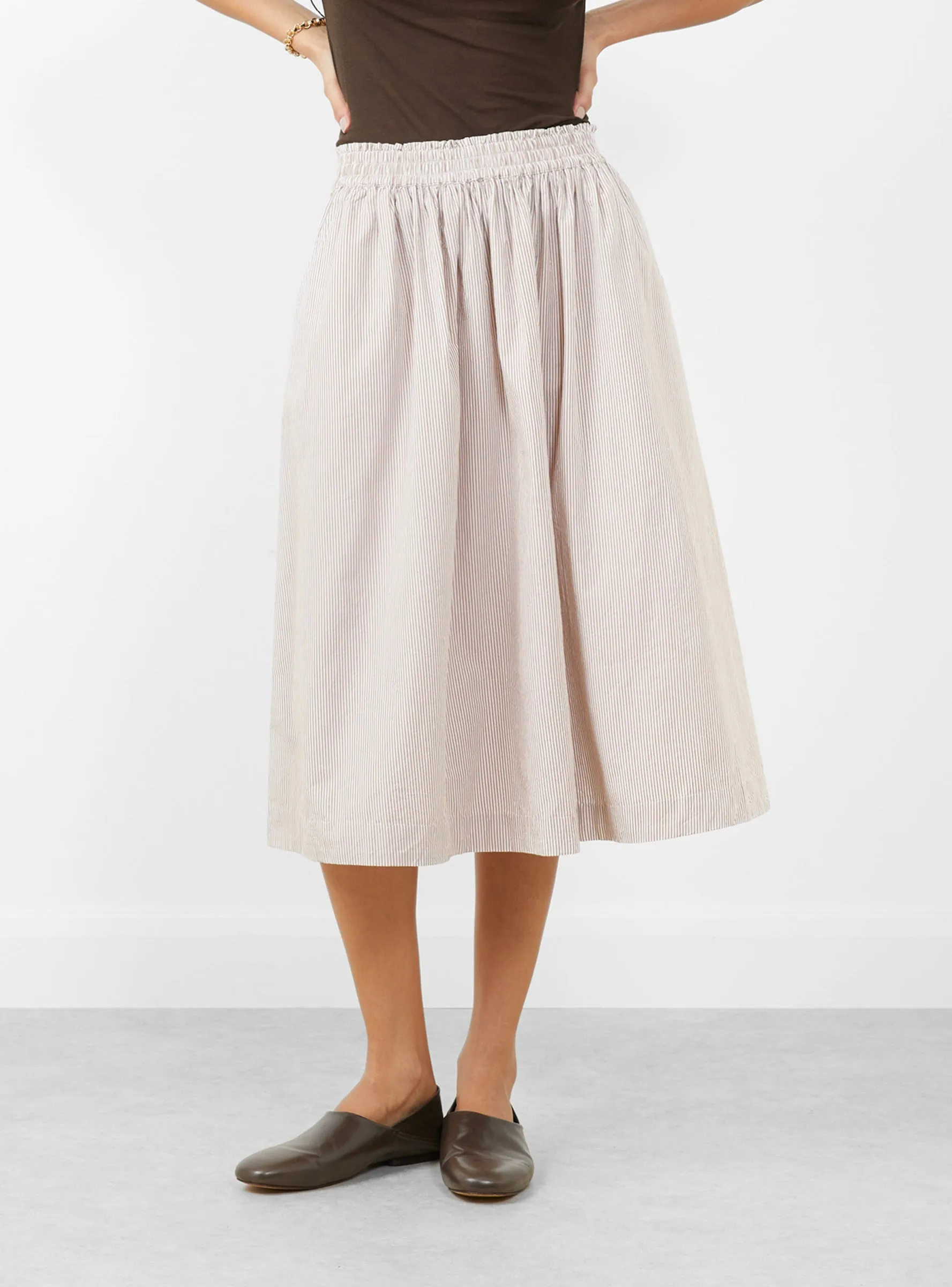 Ginny Skirt Warm Beige and White Stripe