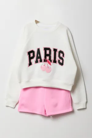 Girls Fleece Sweatshirt & Short 2 Piece Set