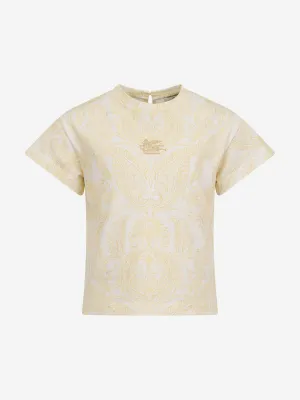 Girls Paisley Print Logo T-Shirt in Ivory