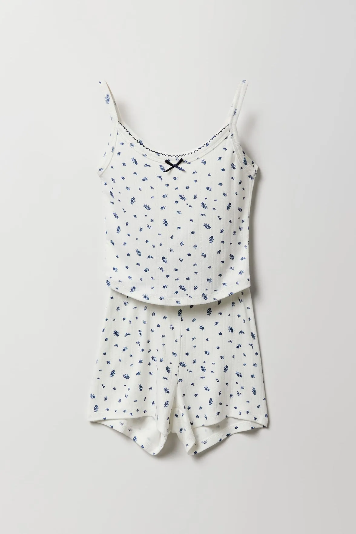 Girls Pointelle Knit Tank & Short 2 Piece Pajama Set